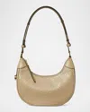 Tory Burch T Monogram Leather Crescent Shoulder Bag In Fresh Clay