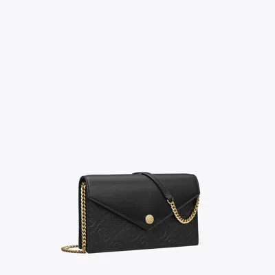 Tory Burch T Monogram Leather Envelope Chain Wallet In Black