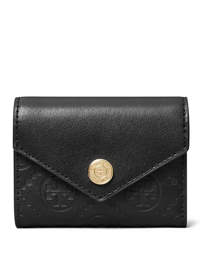 Tory Burch T Monogram Leather Envelope Small Wallet In Black