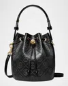 Tory Burch T Monogram Leather Mini Bucket Bag In Black