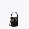 Tory Burch T Monogram Leather Mini Bucket Bag In Black