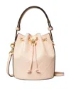 Tory Burch Mini T Monogram Debossed Bucket Bag In Blush