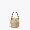 Tory Burch T Monogram Leather Mini Bucket Bag In Fresh Clay