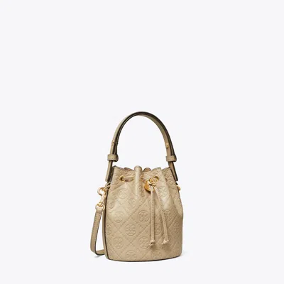 Tory Burch T Monogram Leather Mini Bucket Bag In Fresh Clay