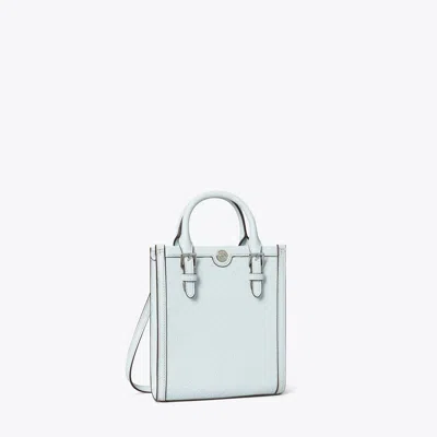 Tory Burch T Monogram Leather Mini Tote In Ice Blue | ModeSens