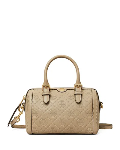 TORY BURCH PETITE T MONOGRAM LEATHER BARREL BAG
