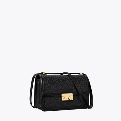 Tory Burch T Monogram Leather Shoulder Bag In Black