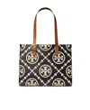 Tory Burch T Monogram Leather Tote Bag In Black
