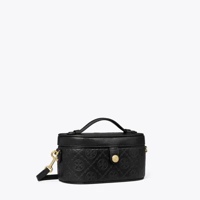 Tory Burch T Monogram Leather Vanity Case In Black