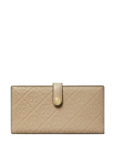 Tory Burch T-monogram Leather Wallet In Neutrals