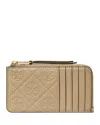 Tory Burch T Monogram Leather Zip Card Case In Fresh Clay