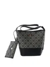 Tory Burch Lock T Monogram Slim Medium Bucket Bag Tory Navy In Blue