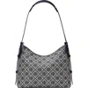 Tory Burch Shoulder Bag With Adaptable Strap And Logo Pattern In Blue