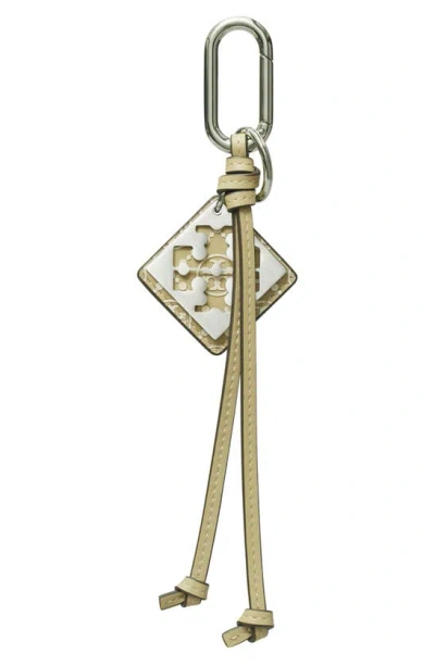 Tory Burch T Monogram Logo Key Ring In Olive Sprig / New Ivory