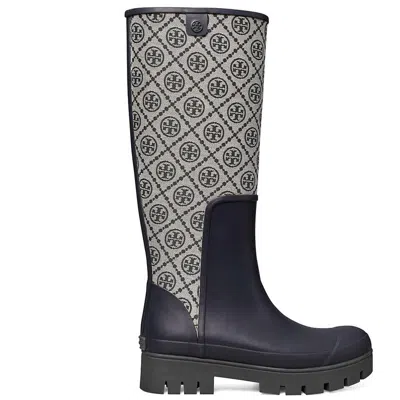 Tory Burch T Monogram Logo Rubber Foul Weather Boot In Blue