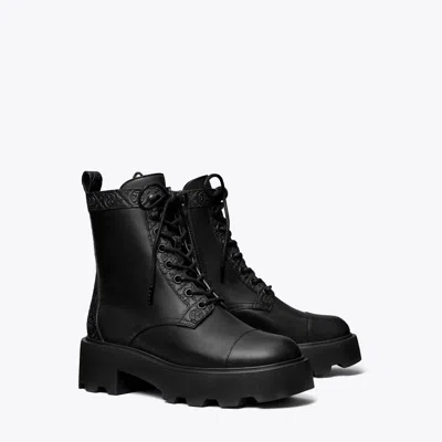 Tory Burch T Monogram Lug Ankle Boot In Black