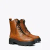 Tory Burch T Monogram Lug Ankle Boot In Brown