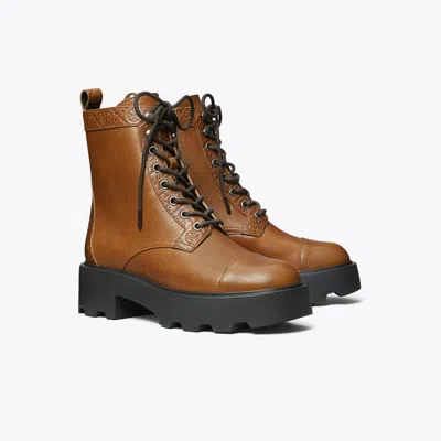 Tory Burch T Monogram Lug Ankle Boot In Brown