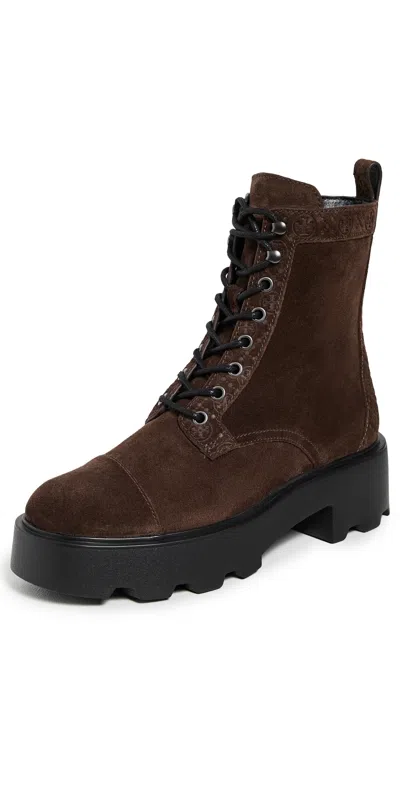 TORY BURCH T MONOGRAM LUG ANKLE BOOTS 65MM COCOA