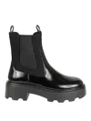 Tory Burch Black Leather And Fabric Chelsea Ankle Boots In Black