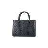 Tory Burch T Monogram Top-handle Embossed Tote In Black