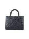 Tory Burch T Monogram Embossed Square Tote In Black  