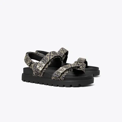 Tory Burch T Monogram Mellow Burch Sandal In Black