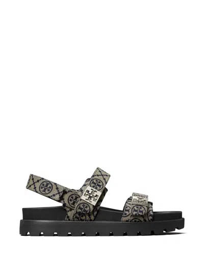 Tory Burch T Monogram Mellow Burch Sandal In Black