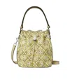 Tory Burch T Monogram Mesh Dot Bucket Bag In Khaki / Honey Dew