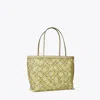 Tory Burch T Monogram Mesh Dot Tote In Khaki/honeydew