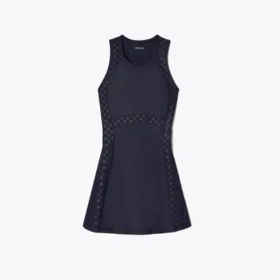 Tory Burch T Monogram Mesh Tank Dress In Blue
