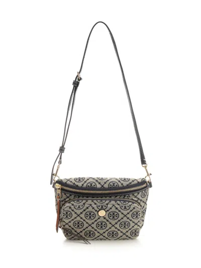 Tory Burch T Monogram Mini Belt Bag Crossbody Bags Blue In Brown