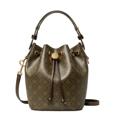 Tory Burch T Monogram Mini Bucket Bag In Brown