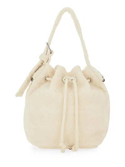 Tory Burch T Monogram Terry Canvas Bucket Bag In White