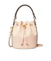 Tory Burch T Monogram Mini Bucket Bag In Nude