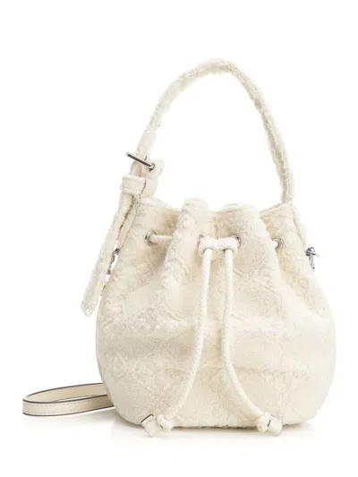 Tory Burch T Monogram Mini Bucket Bag In White