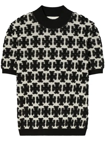 Tory Burch T Monogram Mock-neck T-shirt In Black