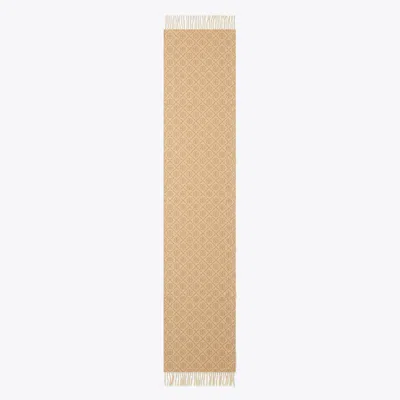 Tory Burch T Monogram Oblong Scarf In Camel