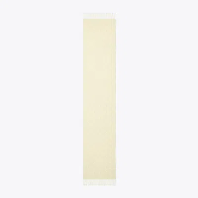 Tory Burch T Monogram Oblong Scarf In White