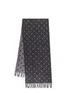 Tory Burch T Monogram Oblong Wool And Cashmere Scarf In Gray