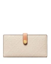 Tory Burch T Monogram Patent Embossed Leather Slim Zip Wallet In Pink