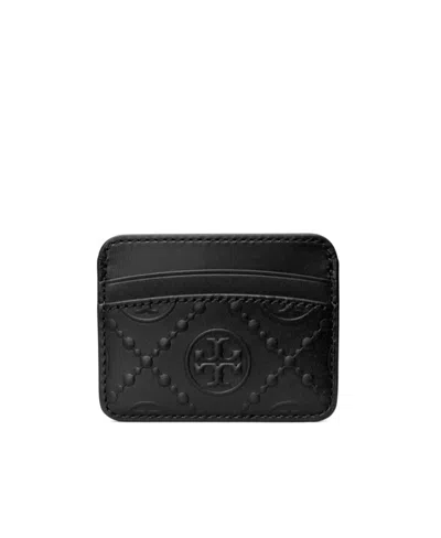 Tory Burch T Monogram-pattern Leather Wallet In Black