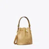 Tory Burch T Monogram Pebble Bucket Bag In Brown