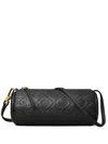 Tory Burch T Monogram Pebble Leather Cylinder Shoulder Bag In Black