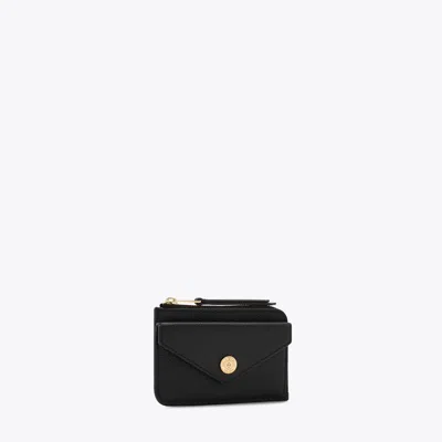 Tory Burch T Monogram Pebble Envelope Zip Card Case In Black
