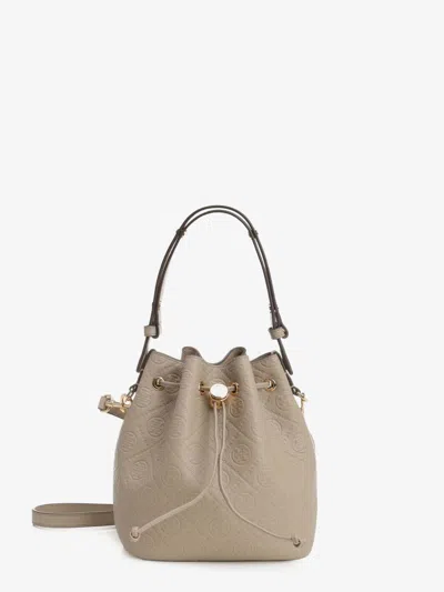 TORY BURCH T MONOGRAM PEBBLE LEATHER BUCKET BAG