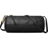 Tory Burch T Monogram Pebble Leather Cylinder Shoulder Bag In Black
