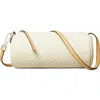 Tory Burch T Monogram Pebble Leather Cylinder Shoulder Bag In White