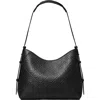 Tory Burch T Monogram Pebble Leather Messenger Bag In Black