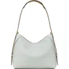 Tory Burch T Monogram Pebble Leather Messenger Bag In Silver